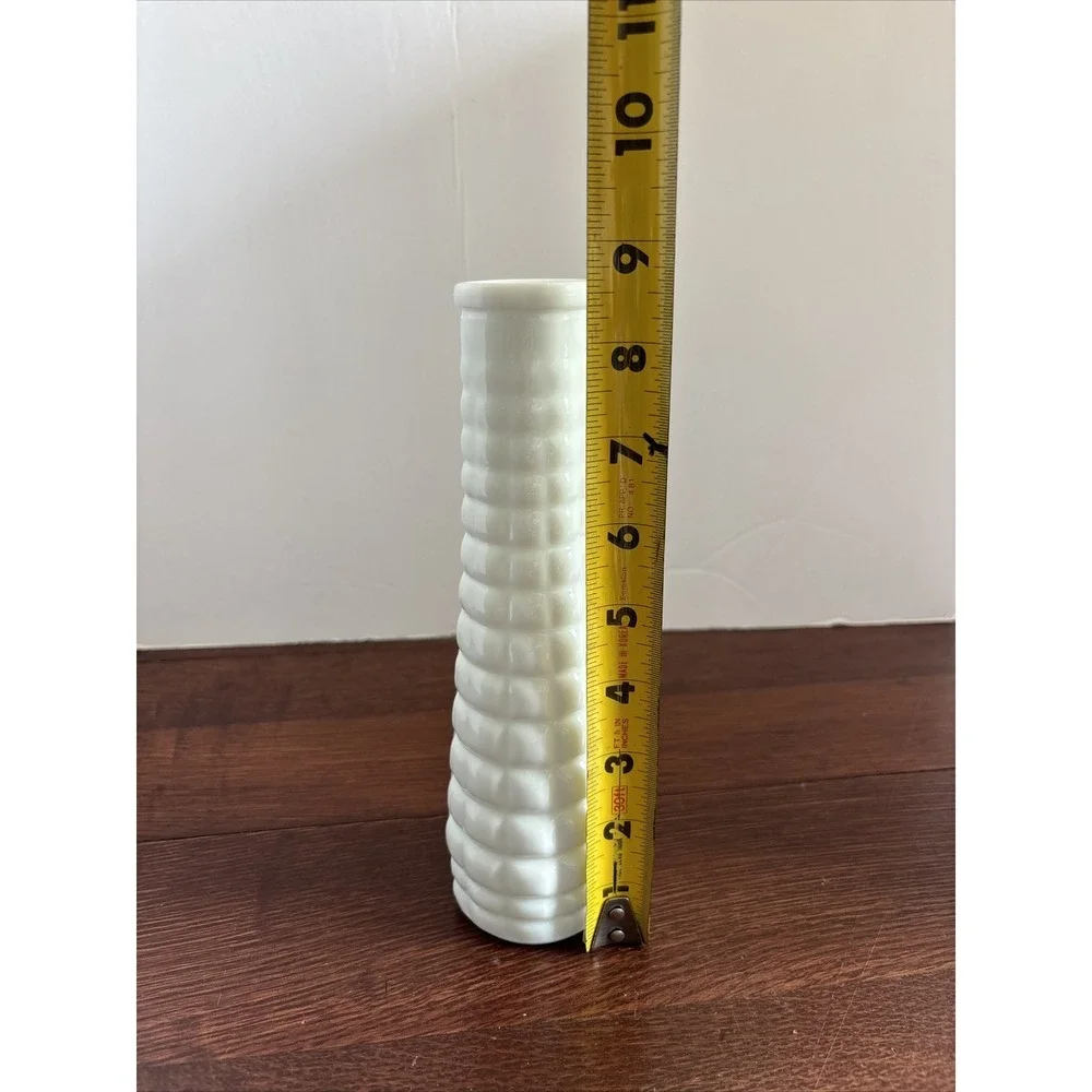 Vintage Small Milk Glass Waffle Pattern Vases 9